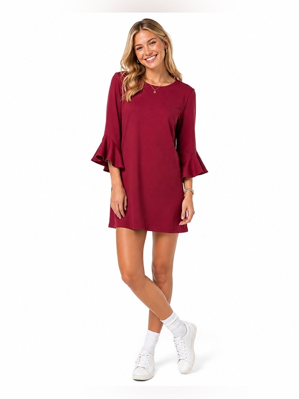 Le‎ Gali Joanne Bell Sleeve Mini Dress Red M NWOT